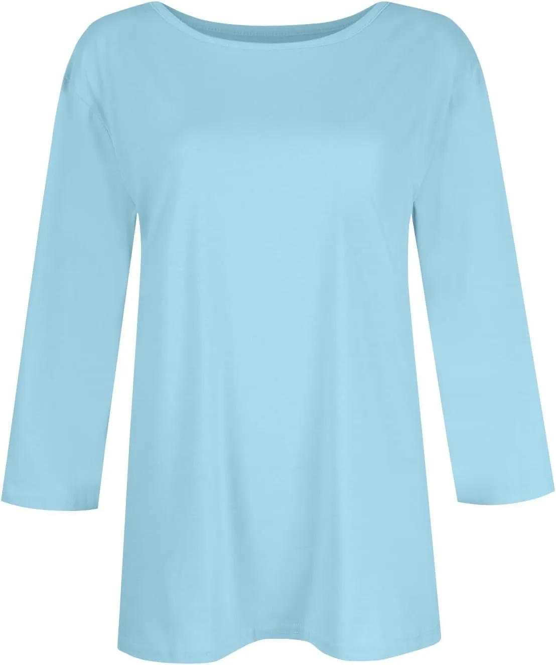 3/4 Length Sleeve Womens Tops Casual Loose Fit Crewneck T Shirts Cute Solid Three Quarter Length Tunic Tops