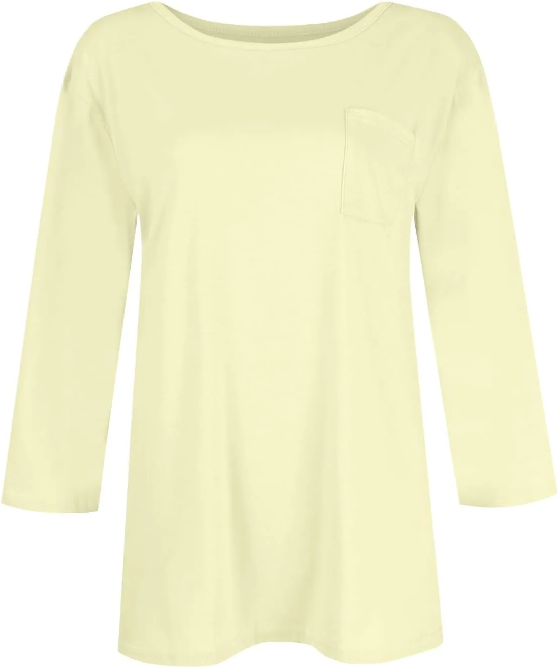 3/4 Length Sleeve Womens Tops Casual Loose Fit Crewneck T Shirts Cute Solid Three Quarter Length Tunic Tops