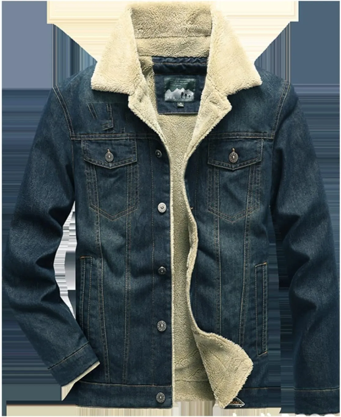 Autumn and Winter Denim Jacket, Casual Fleece Lined Thickened Denim Jacket
