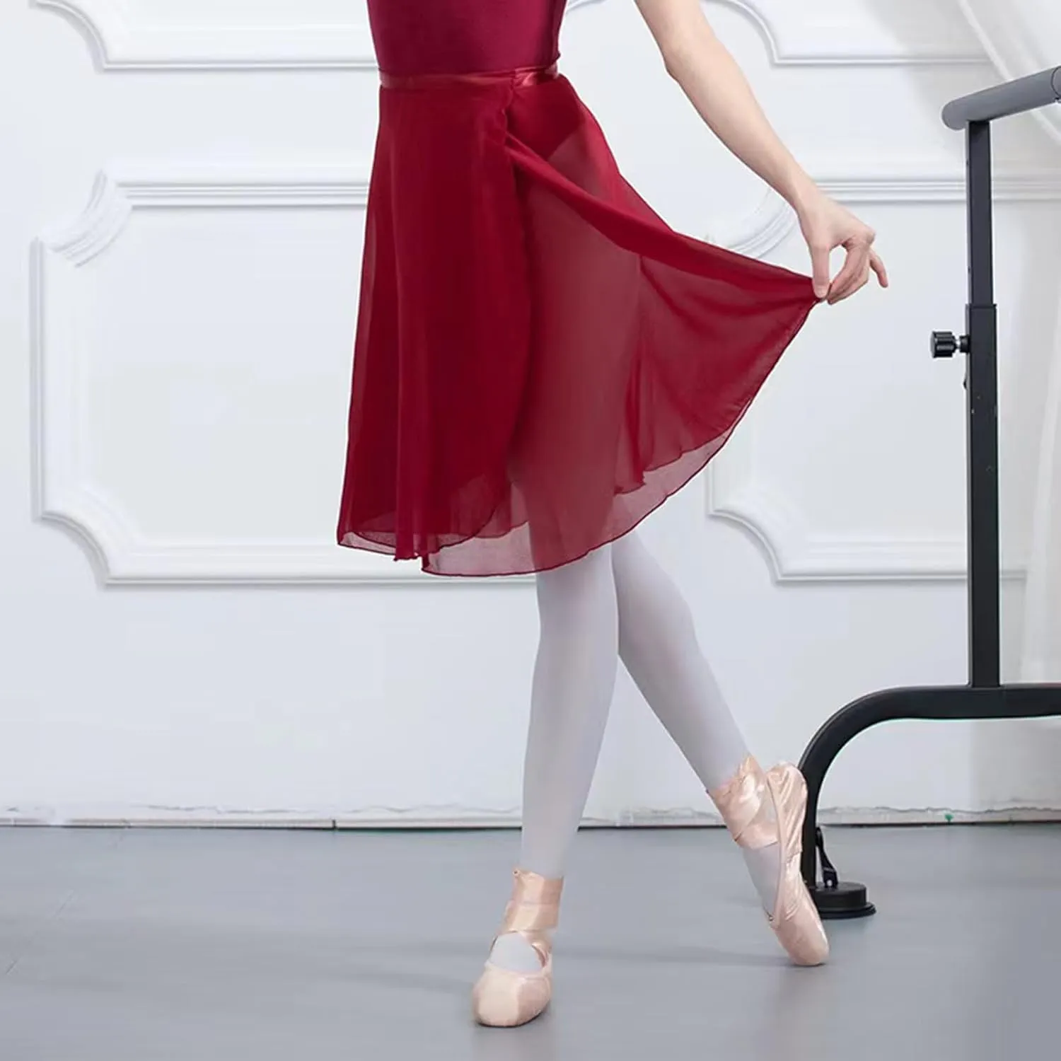 Ballet Skirt for Women Long Wrap Skirt Sheer Dance Costumes with Adjustable Waist tie for Adult Ladies Big Girls