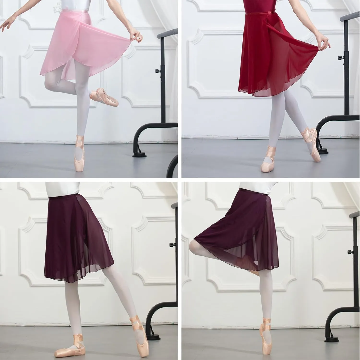 Ballet Skirt for Women Long Wrap Skirt Sheer Dance Costumes with Adjustable Waist tie for Adult Ladies Big Girls