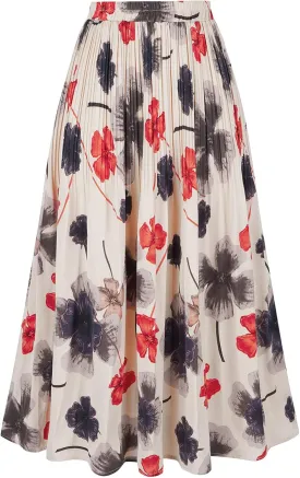 Basoteeuo Womens Skirt Leopard Print Midi Long Shirring Pleated Skirts High Waisted A Line Skirts