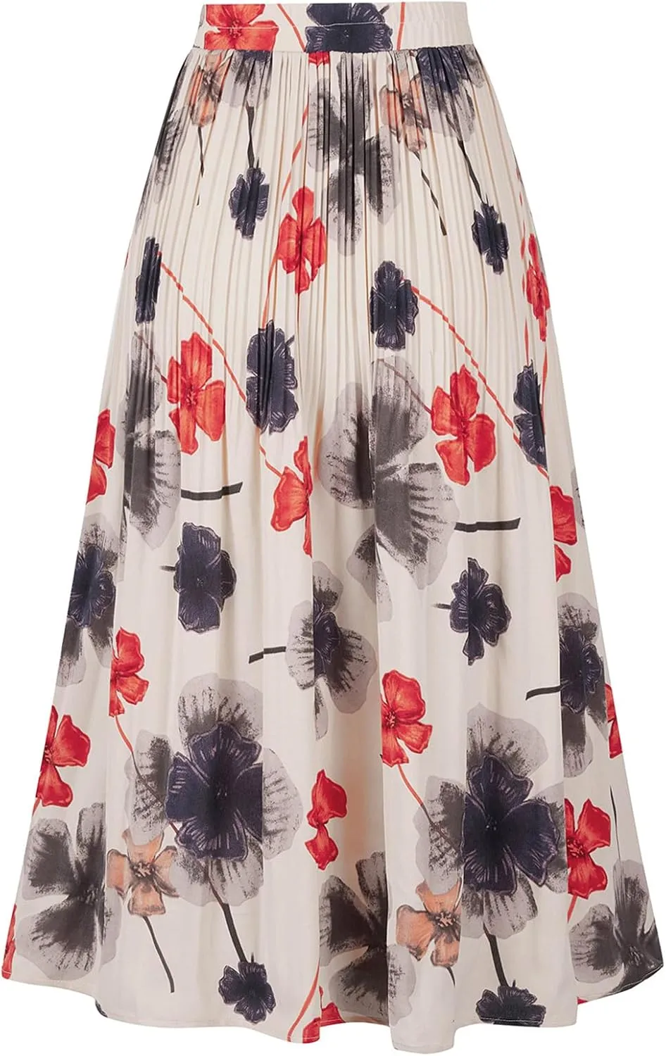Basoteeuo Womens Skirt Leopard Print Midi Long Shirring Pleated Skirts High Waisted A Line Skirts