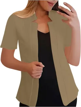 Blazers Jackets for Women 2025 Summer Short Sleeve Business Casual Cardigans Lapel Open Front Work Office Suit Blazer