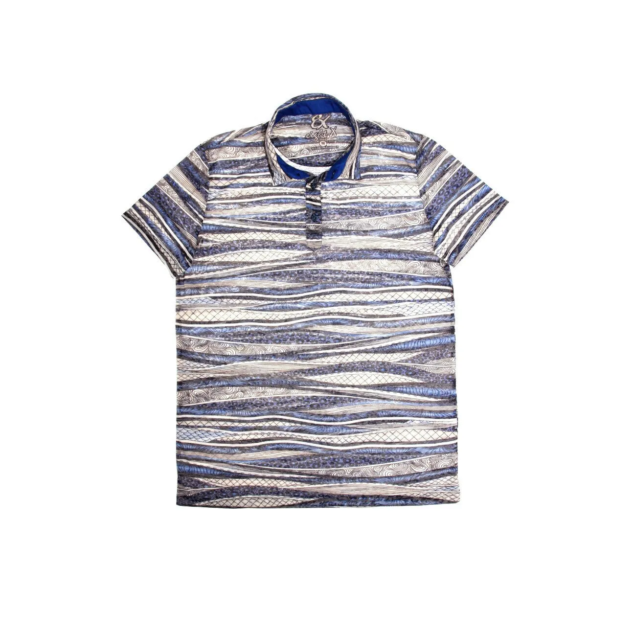 Blue Stripe Print Polo Shirt