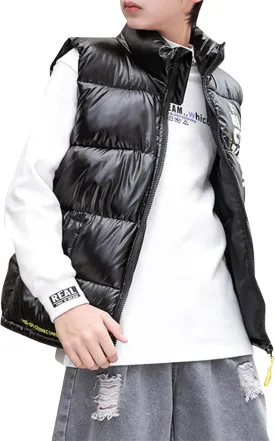 Boys Girls Puffer Vest Winter Coat Warm Lightweight Toddler Vest Outerwear High Neck Cute Sleeveless Down Jacket Coat