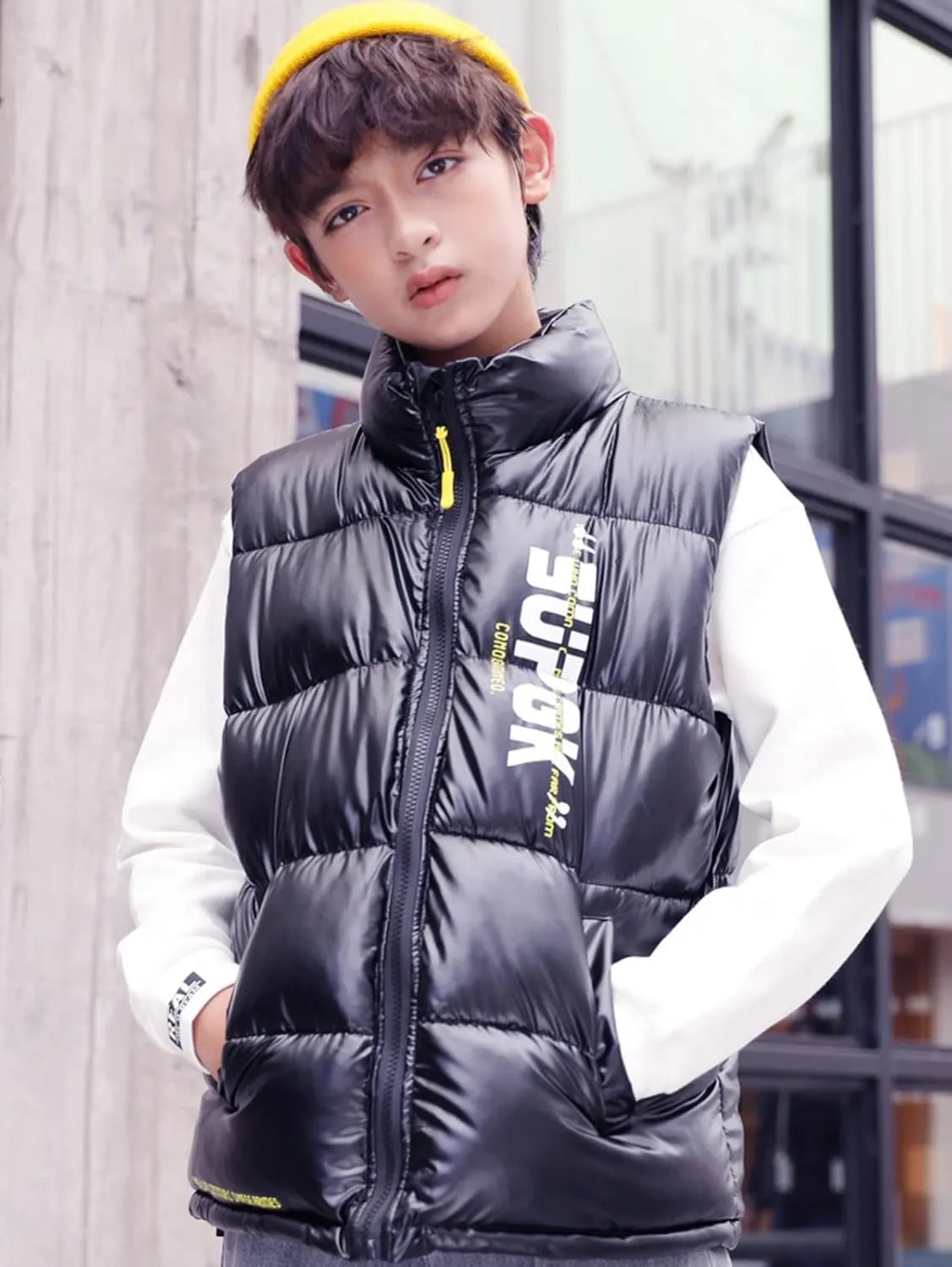 Boys Girls Puffer Vest Winter Coat Warm Lightweight Toddler Vest Outerwear High Neck Cute Sleeveless Down Jacket Coat
