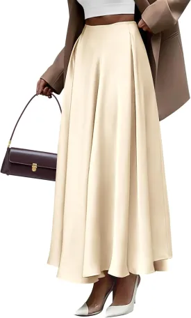 BTFBM High Waisted Skirts for Women Fall Clothes 2025 Elegant Satin Flowy A-Line Cocktail Formal Night Out Maxi Skirt