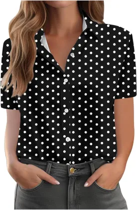 Button Down Shirts for Women Dressy Casual Short Sleeve Blouses Trendy Business Work Tops Trendy Summer Beach Outfits