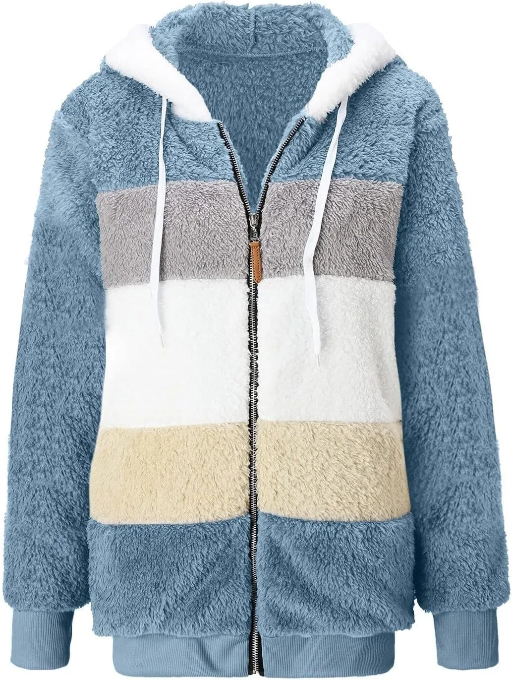 ChicCrate Womens Winter Coats Sherpa Jacket Fuzzy Fleece Jackets Oversized Casual Warm Outwear Zip Hooded Overcoat