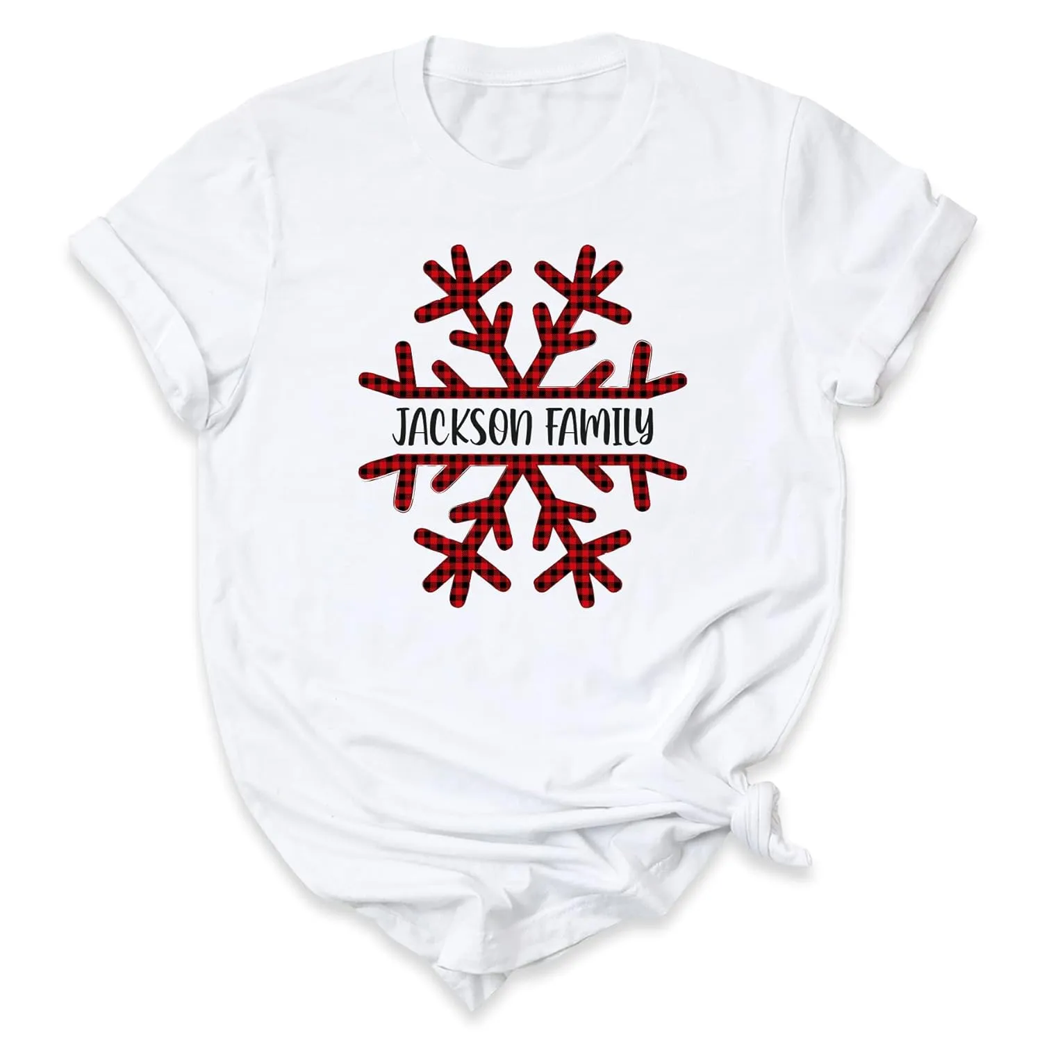 Customizable Christmas Family Shirts, Snowflake Winter Theme Custom Name Holiday Group T-shirts, Xmas Matching Family Christmas Top Pajamas, Pack of 1 (Youth Short Sleeve Tee)