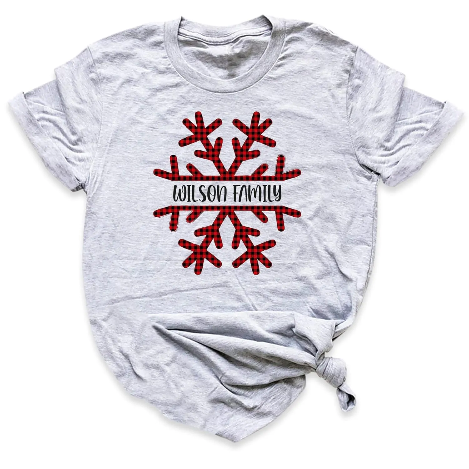 Customizable Christmas Family Shirts, Snowflake Winter Theme Custom Name Holiday Group T-shirts, Xmas Matching Family Christmas Top Pajamas, Pack of 1 (Youth Short Sleeve Tee)