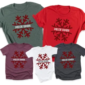 Customizable Christmas Family Shirts, Snowflake Winter Theme Custom Name Holiday Group T-shirts, Xmas Matching Family Christmas Top Pajamas, Pack of 1 (Youth Short Sleeve Tee)