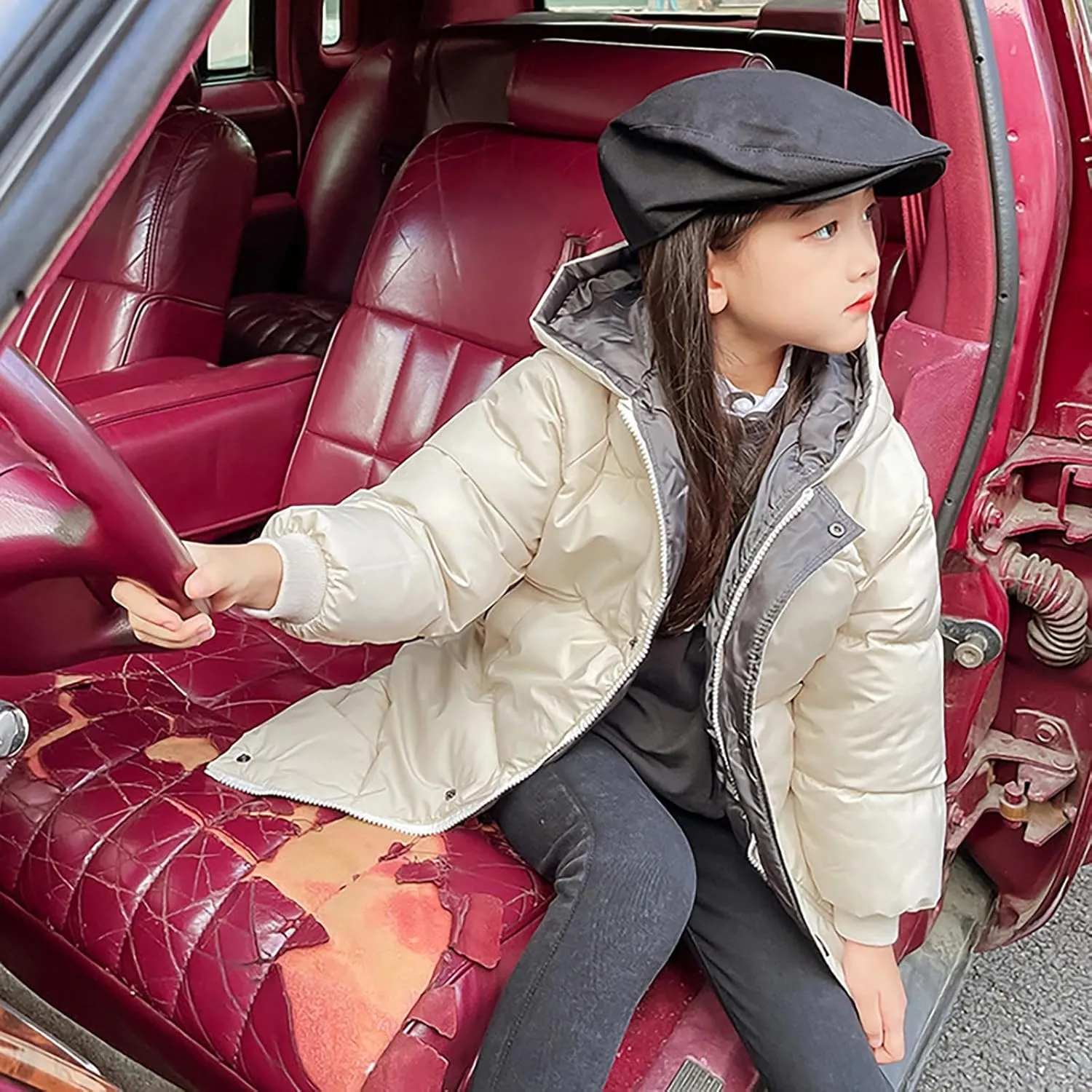 Girls Long Winter Coat Hooded Puffer Jacket Kids Lightweight Down Coat Insulated Parka Thicken Warm Padded Jacket