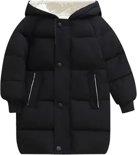 Girls Long Winter Coat Hooded Puffer Jacket Kids Lightweight Down Coat Insulated Parka Thicken Warm Padded Jacket