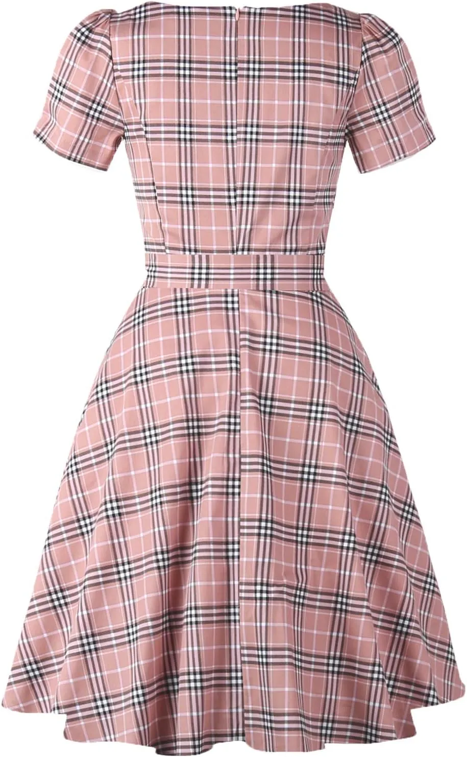 GOOBGS Women's 1950s Vintage Puff Sleeves Cocktail Rockabilly Swing Retro Dress with Pockets New