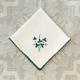 Handkerchief Ladies - Linen Green Shamrock With Picot Edge