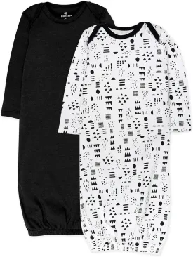 HonestBaby 2-Pack Sleeper Gowns Layette Sets 100% Organic Cotton for Newborn Baby Boys, Girls, Unisex