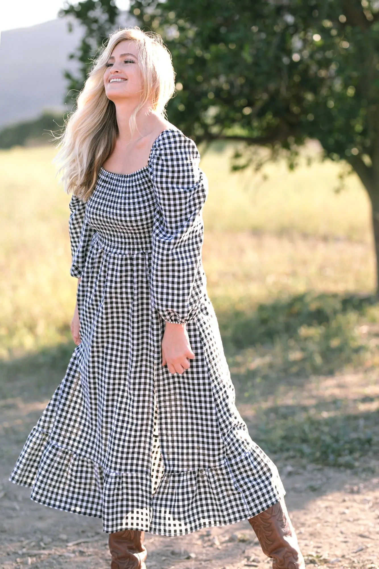 Jordyn Smocked Gingham Dress