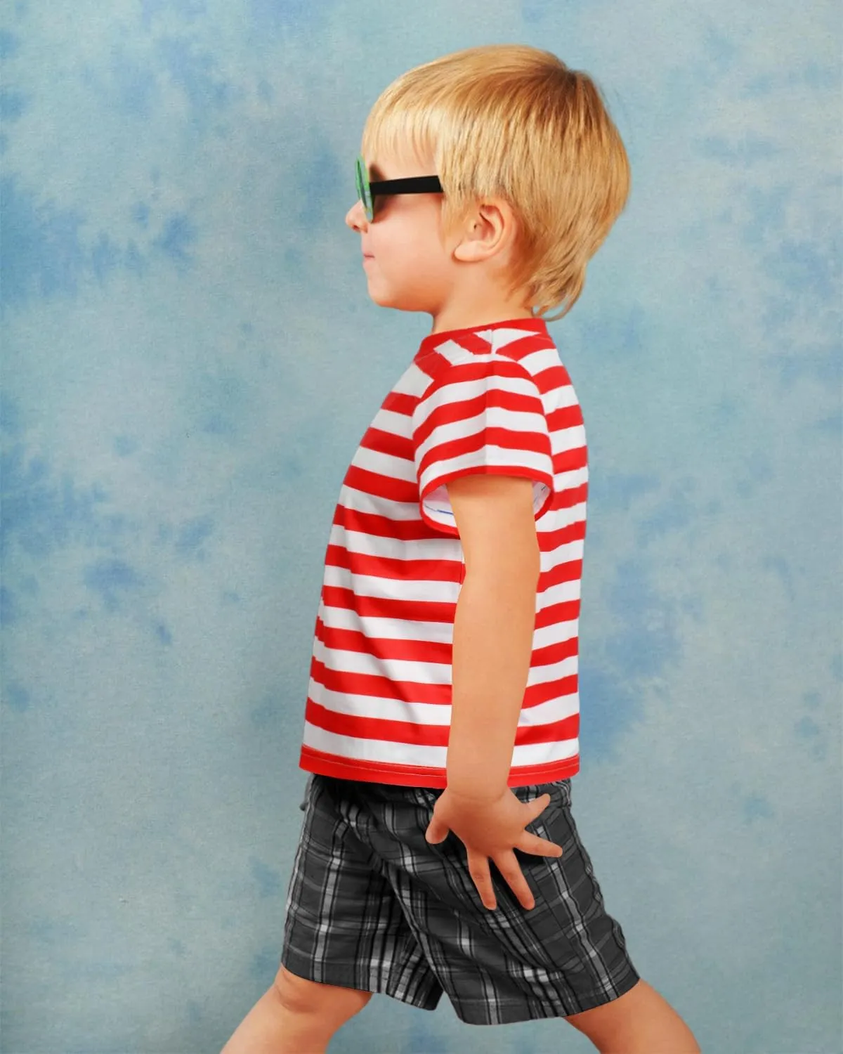 Kids Striped T Shirt, Boys Girls Short Sleeve T-Shirts, Crewneck Tee for Kids 3-12 Years