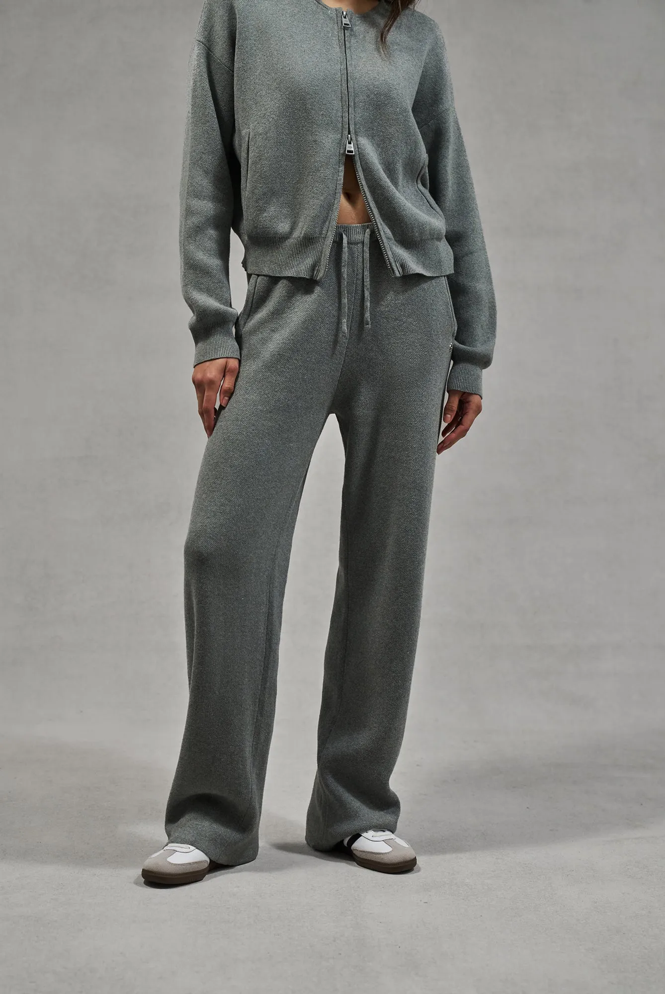 KNITTED RELAXED JOGGERS - GREY MARL