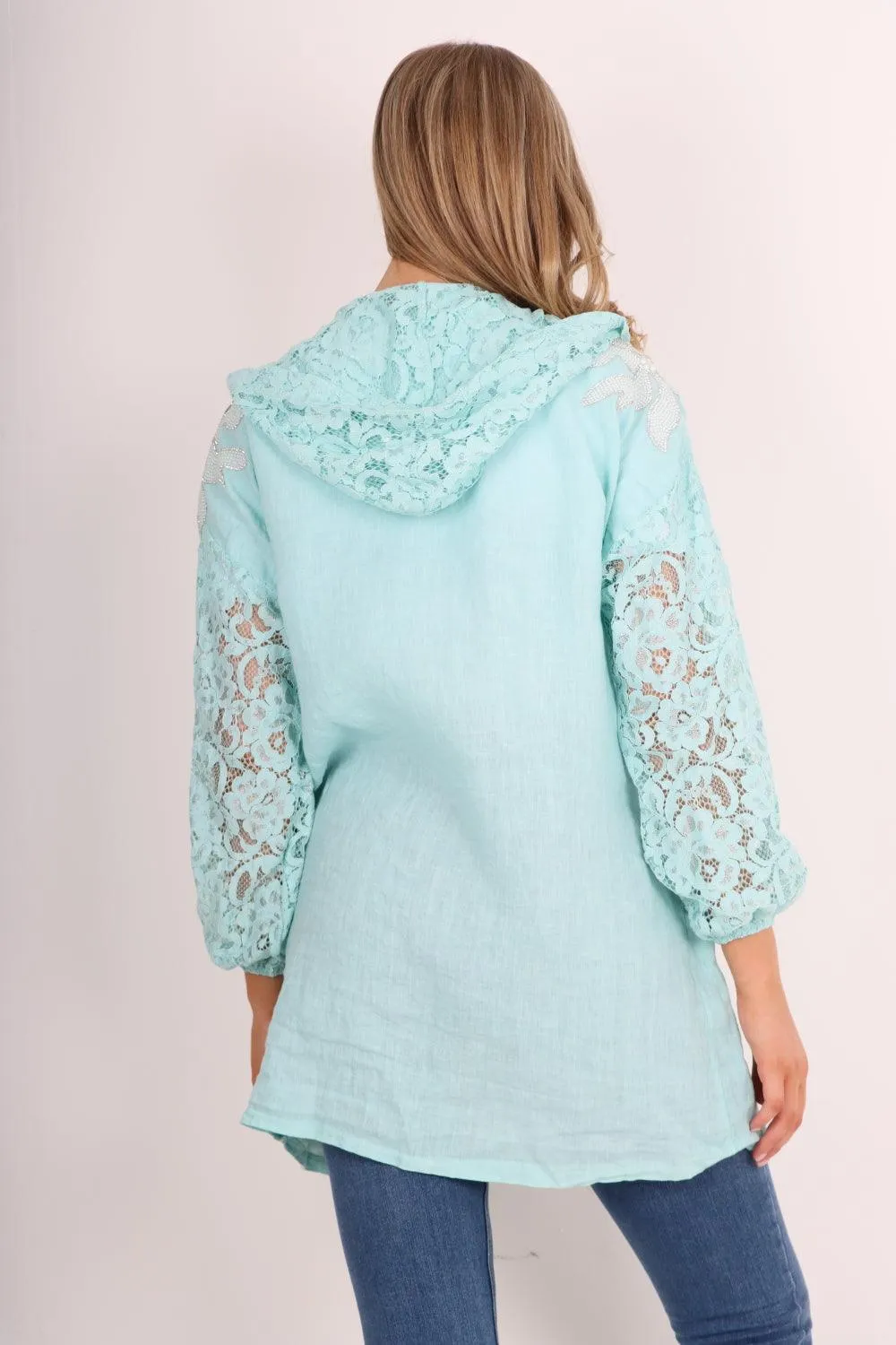 Linen Lagenlook Hooded Cardigan