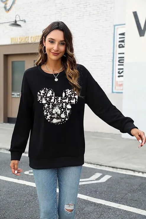 Magic Kingdom Castle Sweatshirts For Women Castle Fairy Graphic Sweatshirt Family Holiday Vacation Casual Pullover