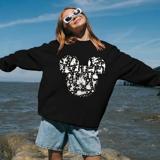 Magic Kingdom Castle Sweatshirts For Women Castle Fairy Graphic Sweatshirt Family Holiday Vacation Casual Pullover