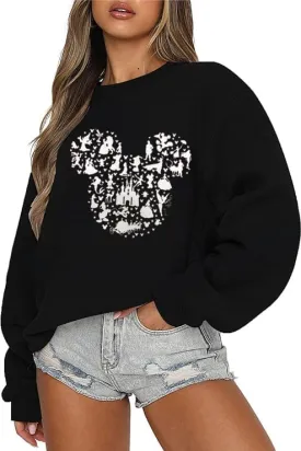 Magic Kingdom Castle Sweatshirts For Women Castle Fairy Graphic Sweatshirt Family Holiday Vacation Casual Pullover