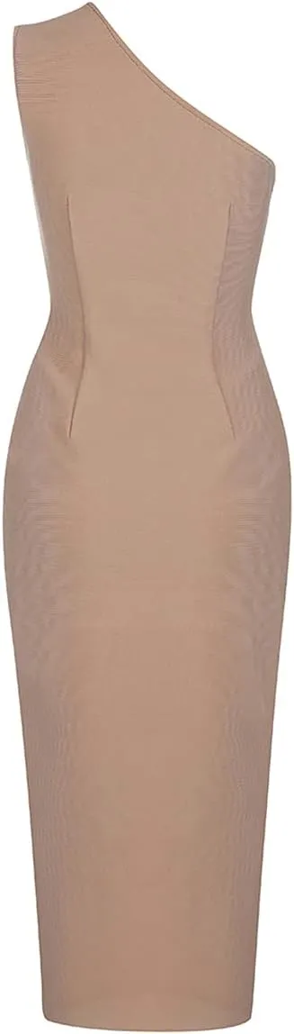 meilun One Shoulder Bodycon Bandage Dress for Women Side Slit Wedding Guest Dress Formal Gowns
