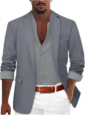 Men's Casual Blazer One Button Unlined Business Work Suit Jackets Multiple Pockets Sport Coat for Party Prom Wedding