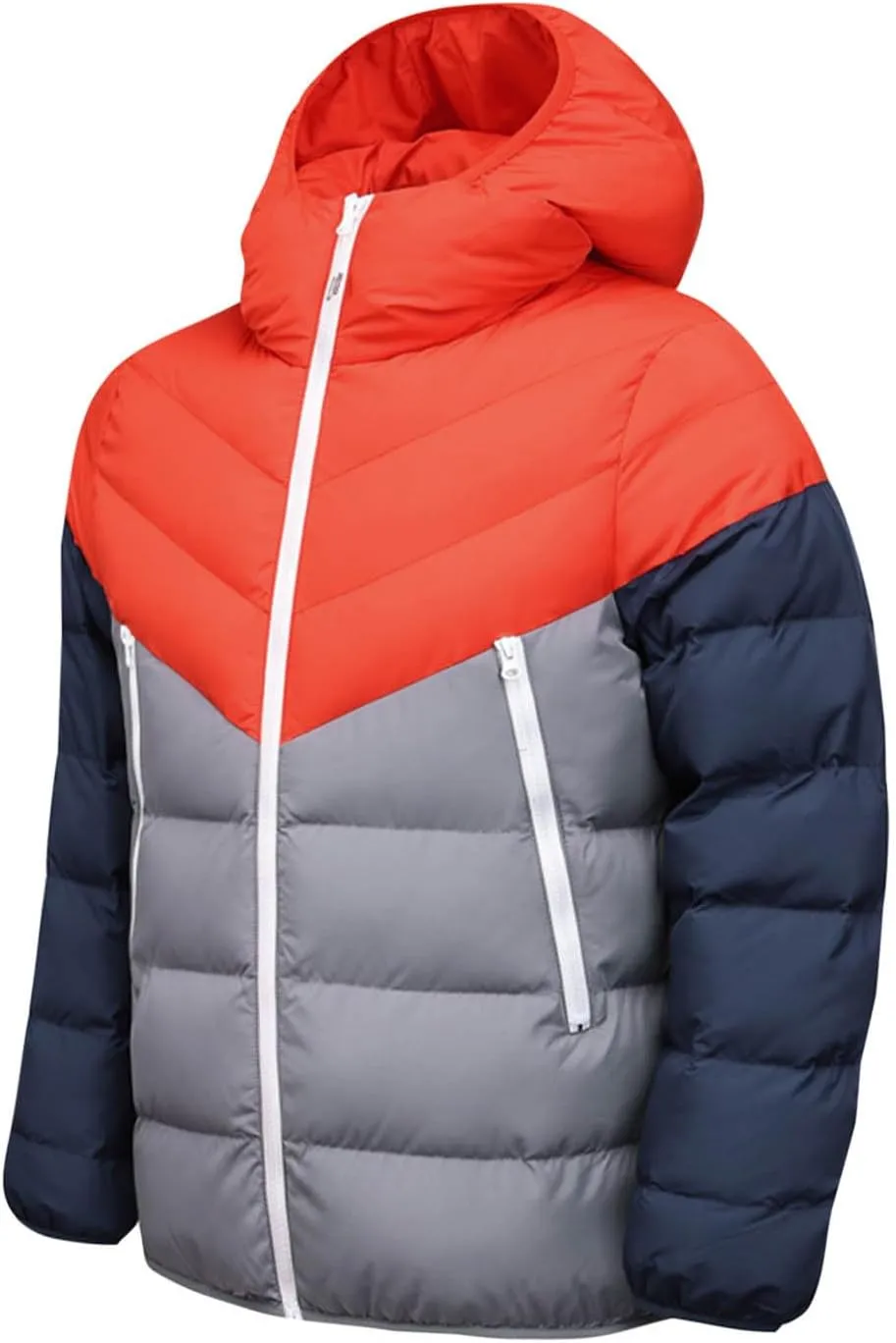 Mens Puffer Jacket Color Block Down Jacket Lightweight Insulated Jacket Padded Quilted Jacket Warm Hoode Winter Coat