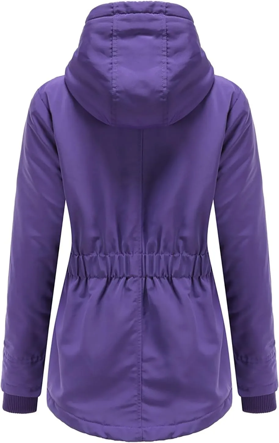 Miyaomn Winter Thick Fleece Lined Rain Jacket for Women Outdoor Hiking Soft Warm Hooded Trench Coat Pockets Hoodies Outerwear