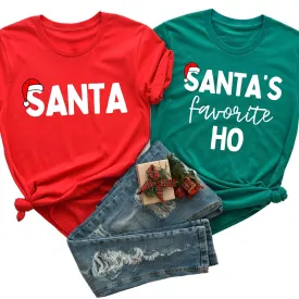 Personalized Handmade: Santa And Santa's Favorite Ho Shirt, Couple Christmas T-Shirts, Christmas Family Shirt, Family Matching Xmas Pajamas Shirt, Christmas Gift