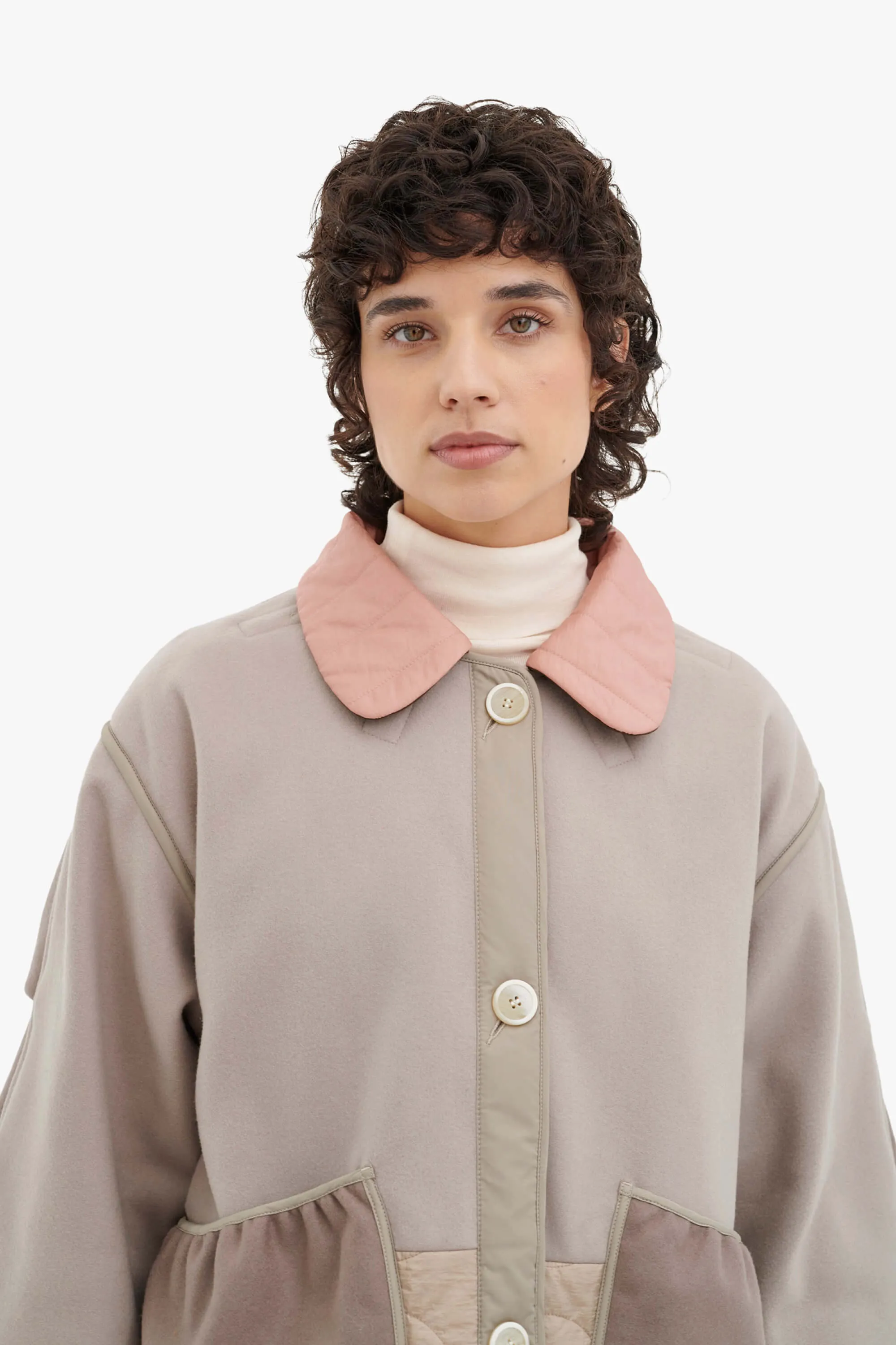 Quilted Collar - Pale Pink / Bronze