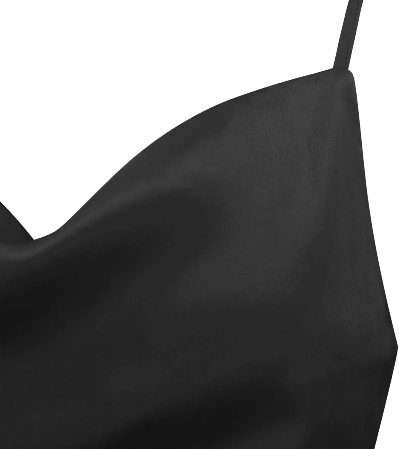 R.Vivimos Women's Satin Dress Spaghetti Straps Side Slit Cowl Neck Irregular Hem Midi Dress