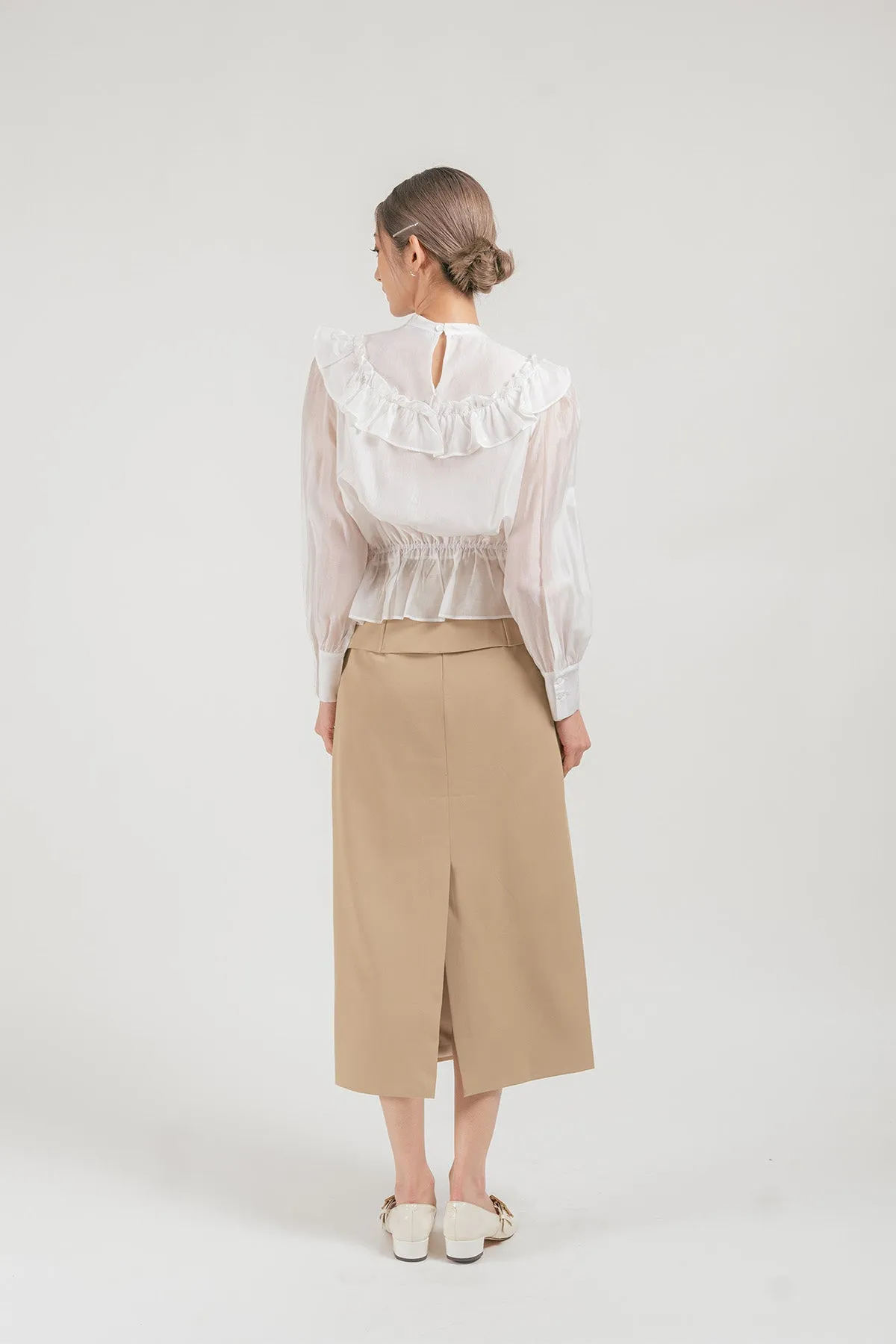 Sacolli Sheer Ruffled Chiffon Blouse