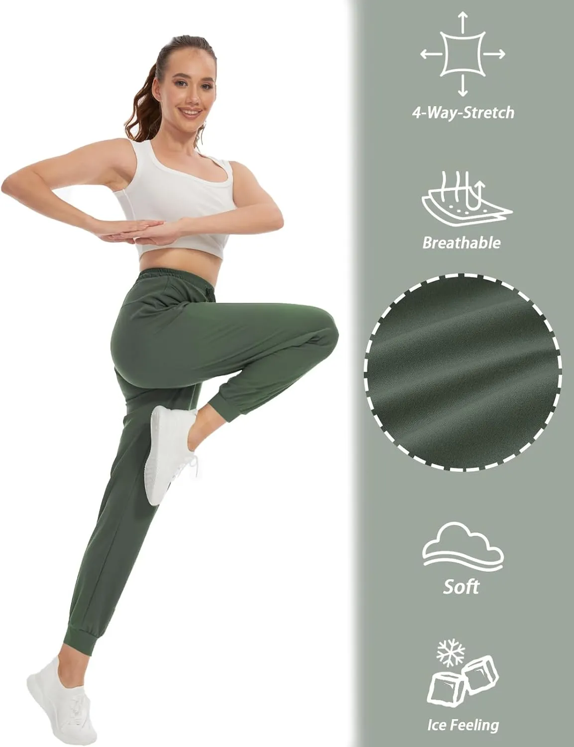 SEVEGO Women's 30"/32"/34"/36" Tall Inseam Joggers Lightweight Sweatpants Zipper Pockets Athletic Workout Lounge Pants