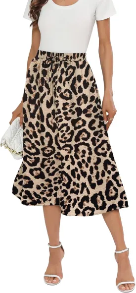 Summer Skirts with Pockets 2025 Boho Midi Length Skirt High Waisted Beach Cover Up for Women Trendy(S-2XL)