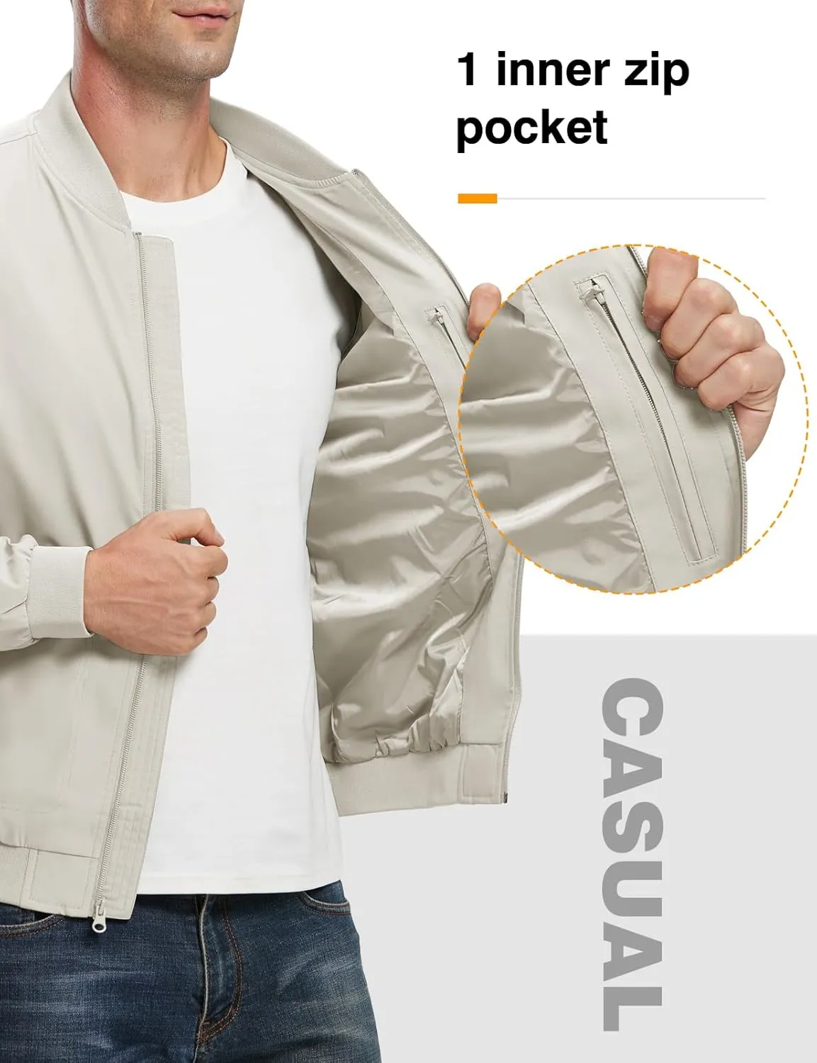 TBMPOY Men's Lightweight Bomber Jackets Light Track Jackets Casual Summer Windbreaker Outdoor Golf Fashion Coat for Men
