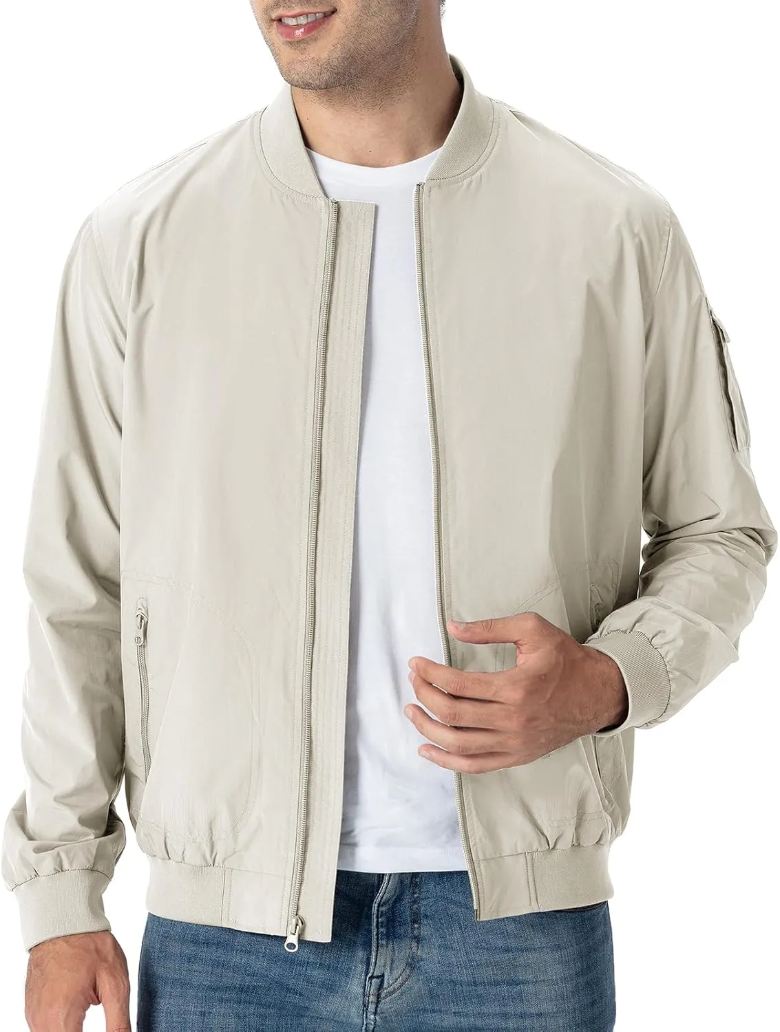 TBMPOY Men's Lightweight Bomber Jackets Light Track Jackets Casual Summer Windbreaker Outdoor Golf Fashion Coat for Men