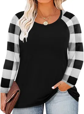 TIYOMI Plus Size Henley Shirts for Women Button Tops Raglan Pullover Fall Tunics XL-5XL