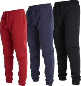 Ultra Performance 3 Pack Fleece Active Tech Joggers for Men, Mens Sweatpants with Zipper Pockets