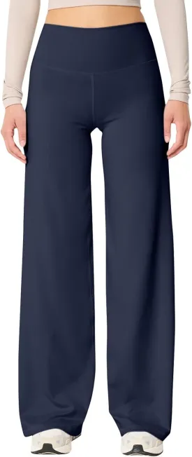 Wide Leg Pants for Women Soft Stretchy Tummy Control Yoga Pants Athletic Workout Pants Cozy Bootcut Leggings Trousers