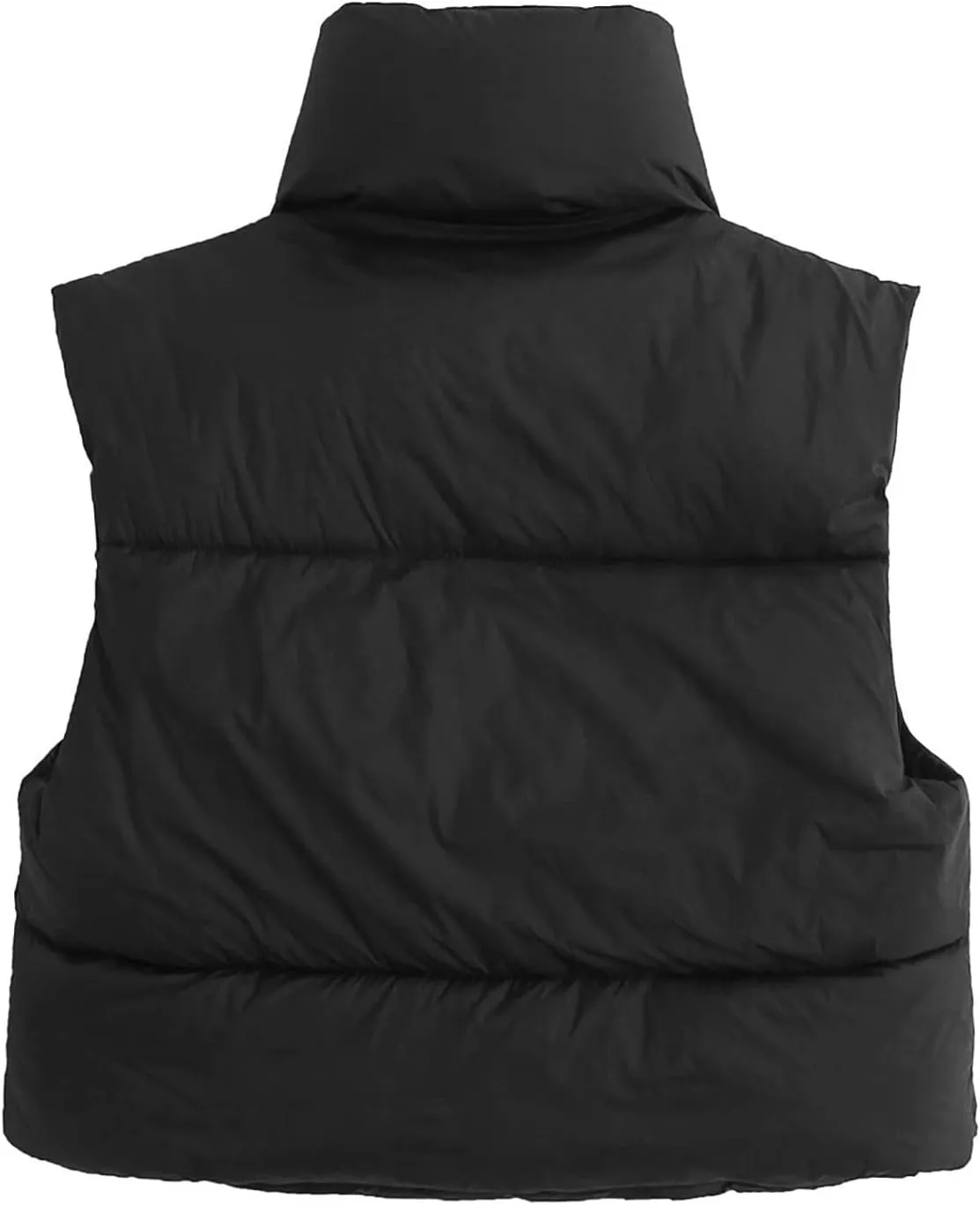 Women Cropped Puffer Vest Padded Down Jacket Stand Up Collar Coat Short Coat Jacket Winter Vest Outerwear with Pockets