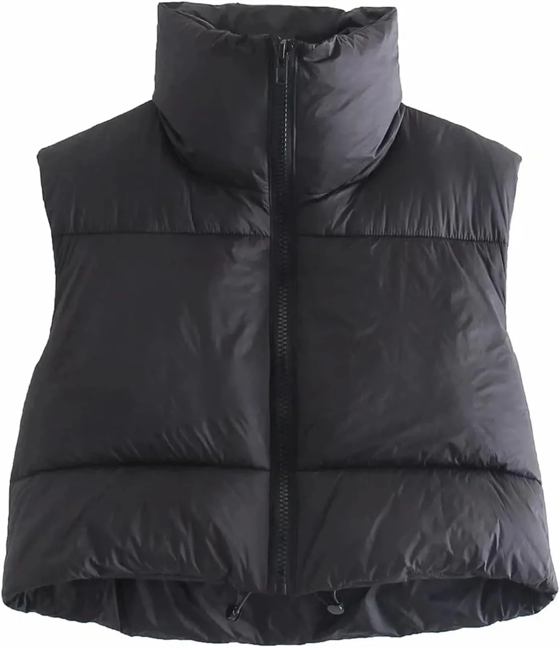 Women Cropped Puffer Vest Padded Down Jacket Stand Up Collar Coat Short Coat Jacket Winter Vest Outerwear with Pockets