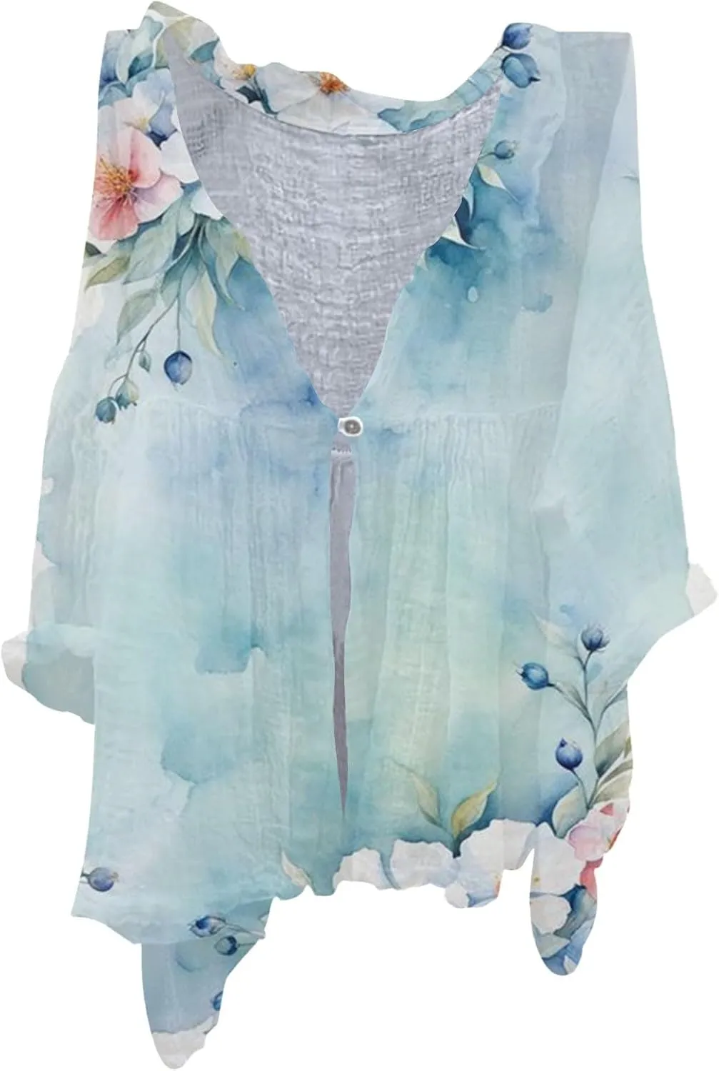 Women Oversized Button Down Shirts Women's Floral Butterfly Print Natural Autumn Linen Work Blouse Tops with Pocket