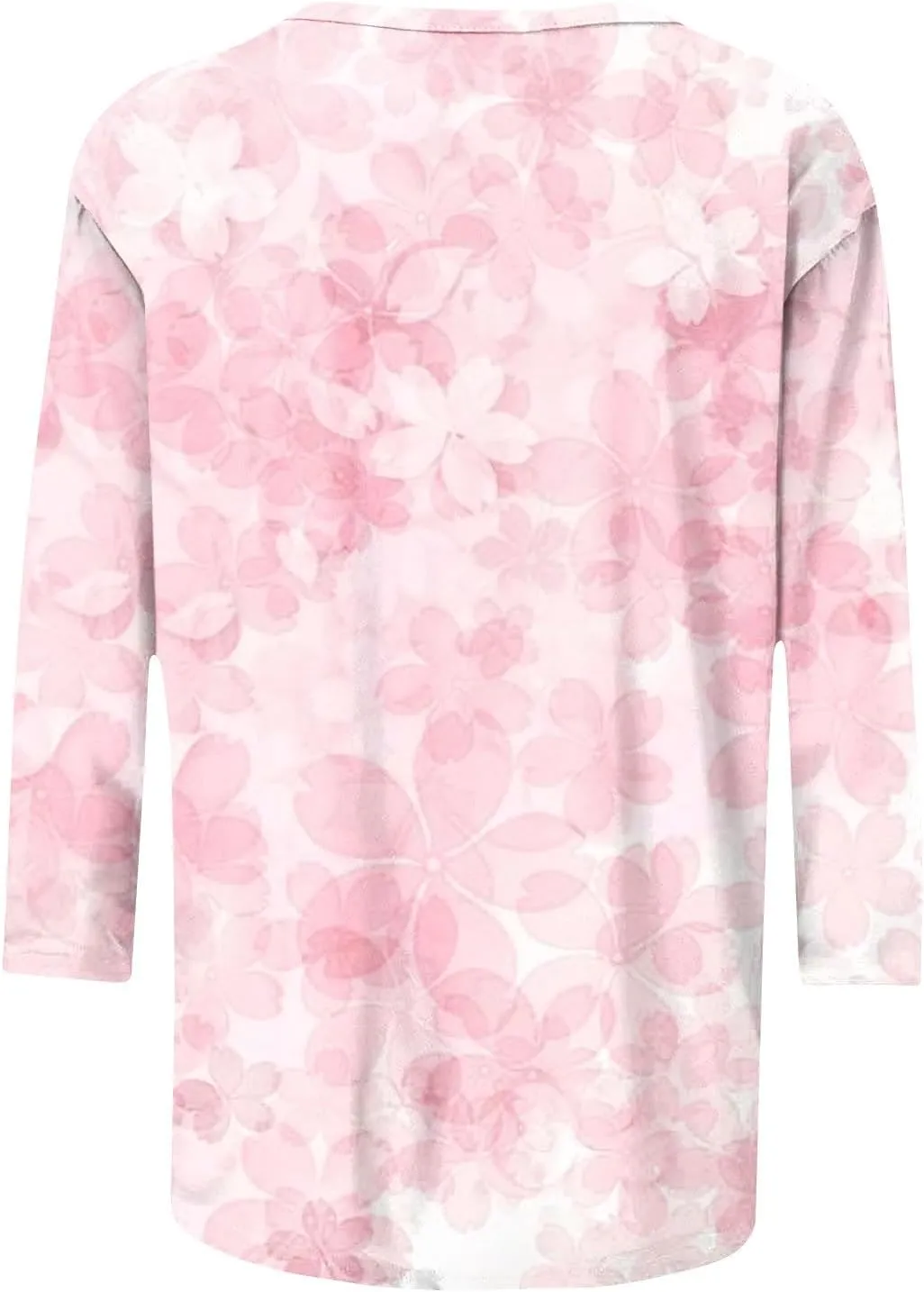 Womens Casual 3/4 Sleeve T-Shirts Round Neck Cute Print Tops Trendy Loose Fit Three Quarter Length Blouses