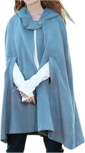 XUNRYAN Women's Winter Fall Wool-Blend Hooded Cape Coats Poncho Cropped Cloak with Hood Halloween Christmas Costumes